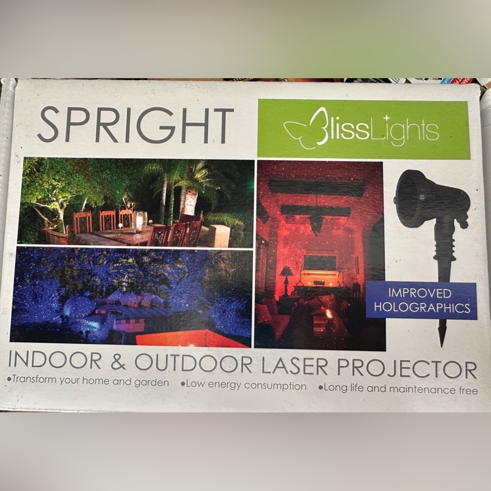 BlissLights Spright Indoor & Outdoor Laser Projector Lights New in box.